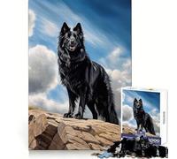 Rompecabezas de Pastor Alemán Negro Viejo para Adultos, 1000 Piezas, Creativo, Pensamiento, Relajante, Tiempo Libre, Bordes Exactos, Sorpresa Navideña (50X75CM)