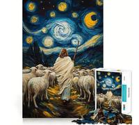 Rompecabezas de Pastor y ovejas en la Noche Estrellada para Adultos, 1000 Piezas Fortalece la Memoria Diversión Relajante Bordes de Calidad Un Regalo Encantador 38x52cm