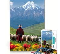 Rompecabezas de Pastor y ovejas en Paisaje de montaña para Adultos, 1000 Piezas, Juguete de lógica Afilada, Divertido, de Corte preciso, Regalo Memorable 38x26cm