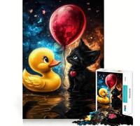 Rompecabezas de Patito de Goma y Gatito para Adolescentes, 1000 Piezas, diseño Relajante y Divertido, decoración de Pared con Corte nítido (38x52cm)