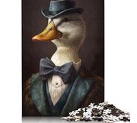 Rompecabezas de Pato con Traje, 1000 Piezas (26 x 38 cm), Papel Rectangular, Ideal para decoración del hogar, Ideal para Adultos y Adolescentes.