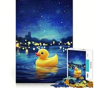 Rompecabezas de Pato de Goma con Cielo Nocturno, 1000 Piezas para Adolescentes, Juguete de lógica Pura, Suave y Relajante, Pieza de Arte de Corte Limpio (50x75cm)