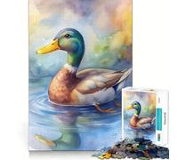 Rompecabezas de Pato en Acuarela sobre el Agua 1000 Piezas Juego cognitivo Divertido Troquelado de Alta precisión aliviar el estrés (50x75cm)