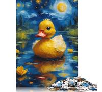 Rompecabezas de Pato y Noche Estrellada: un Juego Familiar desafiante. Rompecabezas de cartón 100% Reciclado para Adultos y niños. Regalo de cumpleaños. 1000 Piezas (26 x 38 cm).