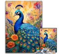 Rompecabezas de Pavo Real Colorido de 1000 Piezas para Adultos, reuniones Familiares, cumpleaños y festividades, 50x75cm/19,68x29,52 Pulgadas.