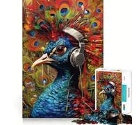 Rompecabezas de Pavo Real con Auriculares para Adultos, 1000 Piezas, Juguete para ejercitar la Mente, diversión en Interiores, Corte de precisión, Regalo navideño (50x75cm)