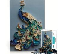 Rompecabezas de Pavo Real con diseño de Filigrana de Papel para Adultos, 1000 Piezas, Juego Inteligente, Tranquilo y Relajante, Ideal para armar, Regalo increíble (38x26cm)