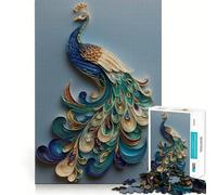 Rompecabezas de Pavo Real con diseño de Filigrana de Papel para Adultos, 1000 Piezas, Juguete de lógica, antiestrés, Corte de precisión, Regalo para Festivales (38x52cm)