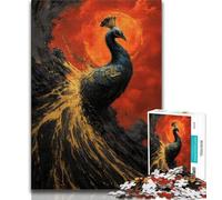 Rompecabezas de Pavo Real Dorado de 1000 Piezas para Adultos y Adolescentes Difícil de completar, Pero Divertido y Divertido Juego Educativo para cumpleaños 50x75cm