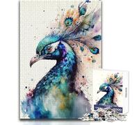 Rompecabezas de Pavo Real en Acuarela para Adolescentes, 1000 Piezas, solución de Problemas, Educativo, Divertido, Maravilloso Regalo reflexivo, tamaño 38x52cm