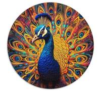 Rompecabezas de Pavo Real psicodélico de 1000 Piezas Rompecabezas Redondo de 1000 Piezas para Adultos Ideal para decoración del hogar, cumpleaños, festividades y Regalos (67,5x67,5cm)