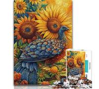 Rompecabezas de Pavo Real y Girasol de 1000 Piezas para Adultos, un Juego desafiante Ideal para Regalar a Toda la Familia (38x26cm)