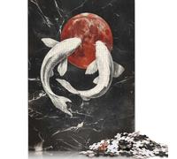 Rompecabezas de Peces koi y Luna de Sangre de 1000 Piezas para Adolescentes. Regalos para Adultos y Adolescentes a Partir de 12 años. 1000 Piezas (75 x 50 cm).