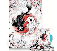 Rompecabezas de Peces koi Yin y Yang para Adolescentes,1000 Piezas,Juego para desarrollar la Mente,Cortado con láser para un Tiempo de relajación Ejercicios mentales en casa (38x52cm)