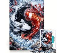Rompecabezas de Peces koi Yin Yang para Adultos,1000 Piezas,estimulación Mental,Juego de Corte preciso,alineación, Actividad para Fortalecer los Lazos Familiares (38x26cm)