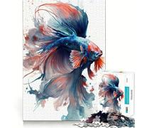 Rompecabezas de Peces Luchadores Siameses en Acuarela 1000 Piezas Juguete de construcción Focus Building Toy Ajuste Huecos Actividad gratificante para días lluviosos (38x26cm)