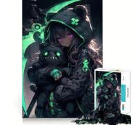 Rompecabezas de Peluche de Chica Anime con Oso,1000 Piezas,Juego Divertido sin Rebabas,Piezas de Corte Limpio,portátil,Ideal para Viajes (38x52cm)