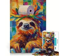 Rompecabezas de Perezoso con Corona de Papel higiénico para Adultos, 1000 Piezas, fortalece la Memoria, Alivia el estrés, Borde Liso, Regalo conmovedor 50x75cm