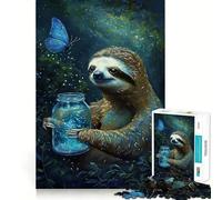Rompecabezas de Perezoso con Frasco de luciérnaga para Adolescentes, 1000 Piezas, Juguete de lógica Mental, Alivio del estrés, Corte Firme, Regalo de Santa Claus 38x52cm