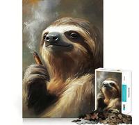 Rompecabezas de Perezoso fumando un cigarro para Adultos, 1000 Piezas, Juguete de lógica Afilada, Divertido, de Corte preciso, Regalo Memorable 38x26cm