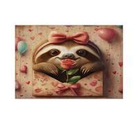 Rompecabezas de perezoso para el día de San Valentín para adultos, 300 piezas, rompecabezas de madera con letras de amor para amantes de los animales, decoración de patrón festivo para entretenimiento