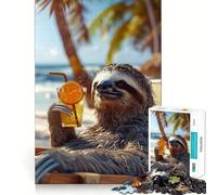 Rompecabezas de Perezoso relajándose con una Bebida para Adolescentes, 1000 Piezas, Juguete Inteligente, Tiempo Libre, Corte preciso, Regalo de Temporada 38x26cm