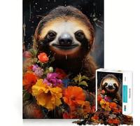 Rompecabezas de Perezosos y Flores de 1000 Piezas para Adolescentes Ideal para Relajarse, Mejorar la Memoria y Crear una Obra de Arte nítida 38x52cm