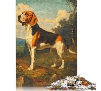 Rompecabezas de Perro Beagle Vintage, Hecho con Aceite, Juegos creativos, cartón 100% Reciclado, Adultos, 1000 Piezas (75 x 50 cm)