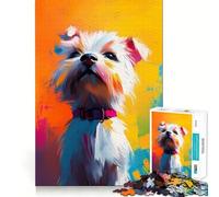 Rompecabezas de Perro Blanco con 1000 Piezas Juego Divertido y sin Rebabas Piezas de Corte Limpio portátil y fácil de Transportar (38x52cm)
