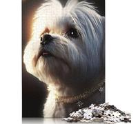 Rompecabezas de Perro Blanco con Retrato, Hecho con Materiales respetuosos con el Medio Ambiente, de cartón 100% Reciclado, para niños y Adultos, 1000 Piezas (26 x 38 cm)