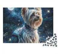 Rompecabezas de Perro Bonito 1000 Piezas para Adultos y Niños Perro contra Cielo Nocturno Estrellado Decoración del Hogar | Gran Idea de Regalo 38x26cm/1000pcs