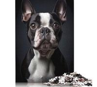 Rompecabezas de Perro Boston Terrier, cartón Rectangular 100% Reciclado, Día del Niño, 1000 Piezas (75 x 50 cm)