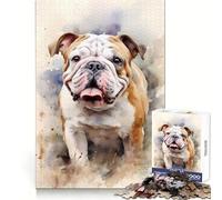 Rompecabezas de Perro Bulldog en Acuarela de 1000 Piezas para Adultos Fomenta la concentración, desarrolla la Capacidad y aprovecha el Tiempo ¡Que se entrelacen Bien! ¡Sorpresa navideña! (38x52cm)