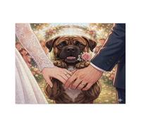 Rompecabezas de perro Bullmastiffs con temática de boda para adultos, 500 piezas, rompecabezas de madera, decoración de patrón de amor para parejas para entretenimiento en casa
