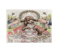 Rompecabezas de perro caniche con temática de boda para adultos, 500 piezas, rompecabezas de madera con estampado de pastel de matrimonio extraño al aire libre, decoraciones de patrón de amor para