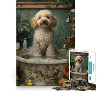 Rompecabezas de Perro caniche en una bañera para Adolescentes, 1000 Piezas Refuerza la Memoria Pasatiempo Tranquilo Borde de Calidad Regalo Festivo (50x75cm)