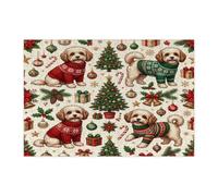 Rompecabezas de perro Cavachon de Navidad para adultos, 300 piezas, rompecabezas de acebo de árbol festivo, decoraciones de Navidad para regalo de fiesta de entretenimiento familiar