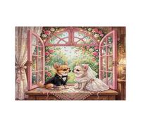 Rompecabezas de perro chihuahua con temática de boda para adultos, 1000 piezas, ceremonia de matrimonio, románticos rompecabezas impresos de madera, decoración de patrón de amor para parejas para