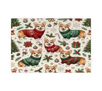 Rompecabezas de perro corgi de Navidad para adultos, 300 piezas, rompecabezas de acebo de árbol festivo, decoraciones de Navidad para regalo de fiesta de entretenimiento familiar