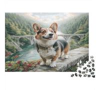 Rompecabezas de Perro Corgi en un huerto de Flores de montaña, 1000 Piezas, para Adultos y niños. Divertido y desafiante Juego Familiar. 38 x 26 cm (1000 Piezas).