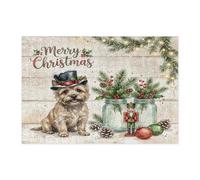 Rompecabezas de perro de Cairn Terrier de Navidad para adultos, 300 piezas, bonitos rompecabezas de madera festivos, decoraciones de Navidad para regalo de fiesta de entretenimiento familiar
