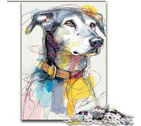 Rompecabezas de Perro de líneas abstractas de 1000 Piezas para Adultos, Juego Educativo, decoración del hogar, Regalo de cumpleaños, Arte Mural (50x75cm)