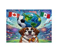 Rompecabezas de perro de San Bernardo de fútbol 2026 para adultos, 500 piezas, rompecabezas impresos de madera para celebrar el día del partido, decoración de patrón deportivo para entretenimiento en