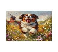 Rompecabezas de perro de San Bernardo de primavera para adultos, 10000 piezas, rompecabezas de madera para cachorros de jardín, divertidas decoraciones de flores para entretenimiento en el hogar