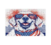 Rompecabezas de perro del 4 de julio de los Grandes Pirineos para adultos, 300 piezas, rompecabezas patrióticos de madera de 250 años, decoración impresa de aniversario americano para entretenimiento