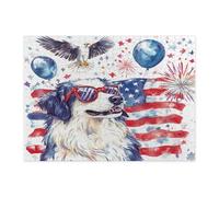 Rompecabezas de perro del 4 de julio de los Grandes Pirineos para adultos, 500 piezas, 250 años de aniversario americano, rompecabezas impresos de madera, decoración de patrón patriótico para