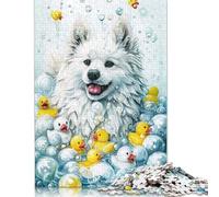 Rompecabezas de Perro Esquimal Americano, 100% cartón Reciclado, Rectangular, para Adultos y niños, 1000 Piezas (75 x 50 cm)