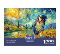 Rompecabezas de Perro Estrellado de Colores en un Campo de Girasoles, 1000 Piezas, Ideal para Adultos y niños, Ideal para un día lluvioso, 70 x 50 cm (1000 Piezas)