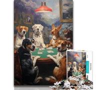 Rompecabezas de Perro Jugando al póquer para Adultos 1000 Piezas para Adolescentes Juego desafiante y Familiar interacción Entre Padres e Hijos 26x38cm