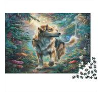 Rompecabezas de Perro Mascota Bonito de 1000 Piezas, Perro Caminando Entre Flores Coloridas y Vibrantes, Juego Educativo, Desafío, Decoración de Pared y Regalo, 70x50cm/1000pcs